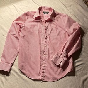 Ralph Lauren red white checkered long sleeve button down shirt, M